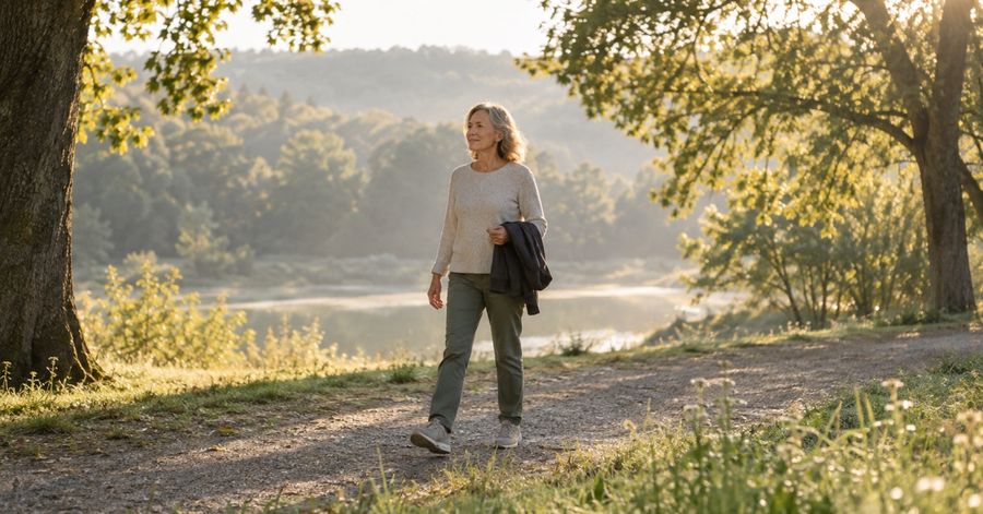 Demand Gen image ad: woman walking outdoors